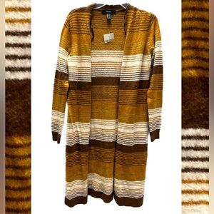 NWT Autumn Stripes Open Front Sweater Duster